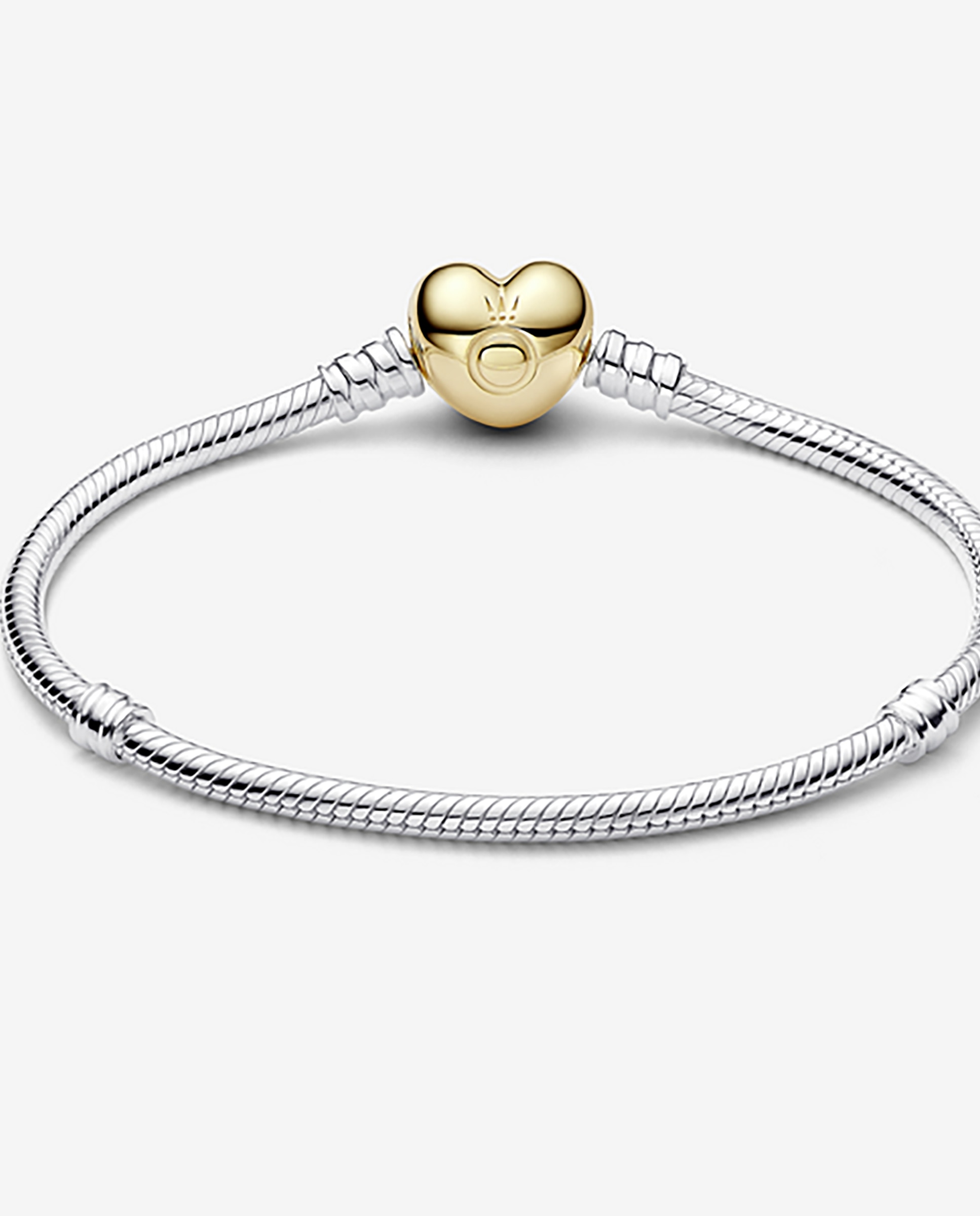 Pulsera Diseño Cadena de Serpiente Broche Corazón en Pavé de Pandora Moments - Dorado Dorado-2