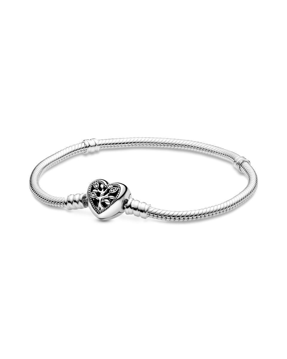 Imagen 1 de Pulsera Cadena de Serpiente con Cierre de Corazón Familiar - PANDORA - Blanco Blanco
