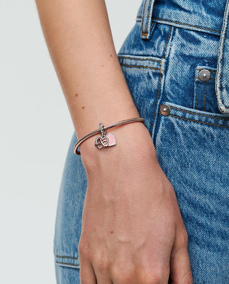 Charm colgante corazón infinito brillante - PANDORA - Rosa Rosa-3