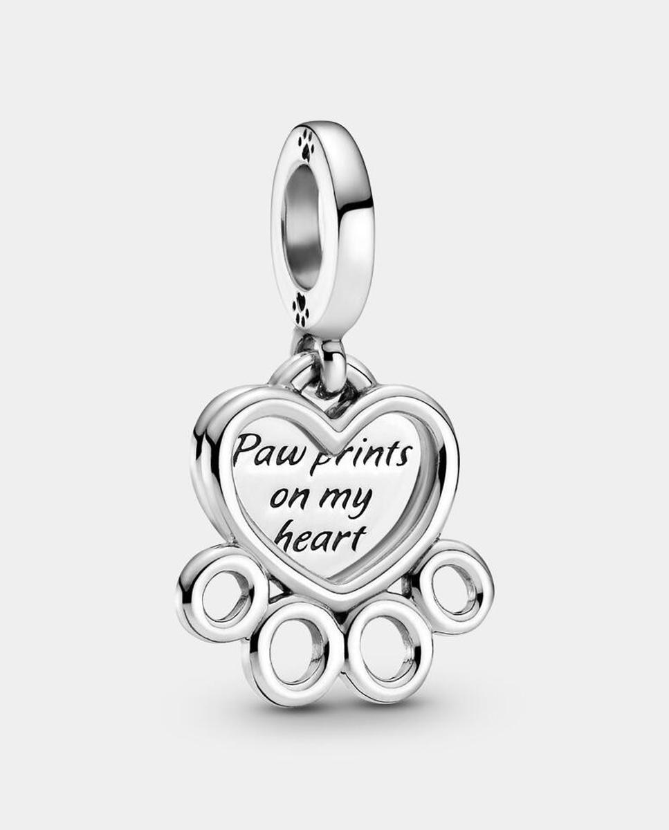 Charm colgante corazones y huellas - PANDORA - Plata Plata-1