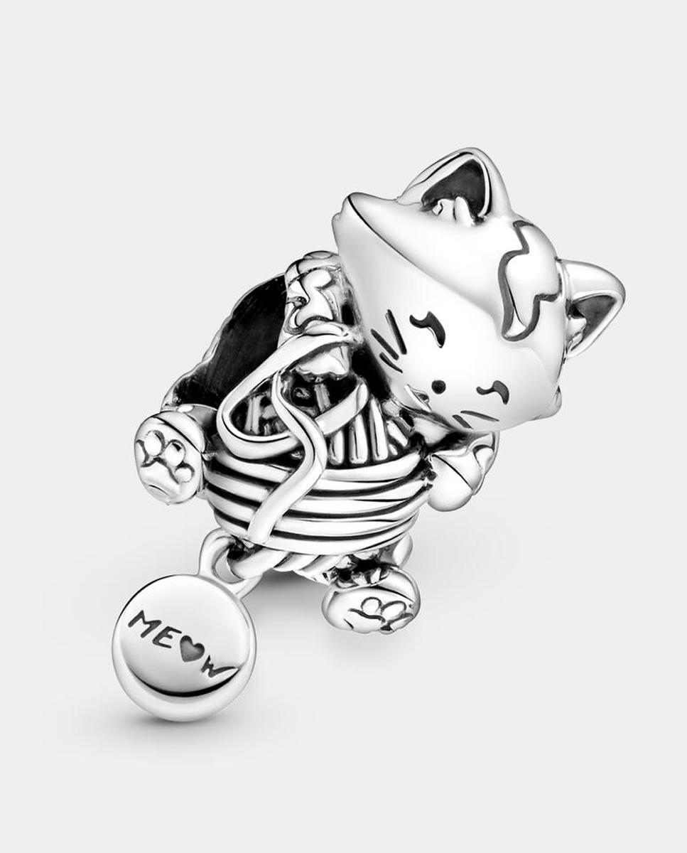 Charm gatito y ovillo de lana - PANDORA - Plata Plata-2
