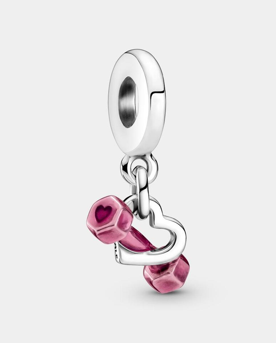 Imagen 1 de Charm colgante mancuerna y corazón Rosa