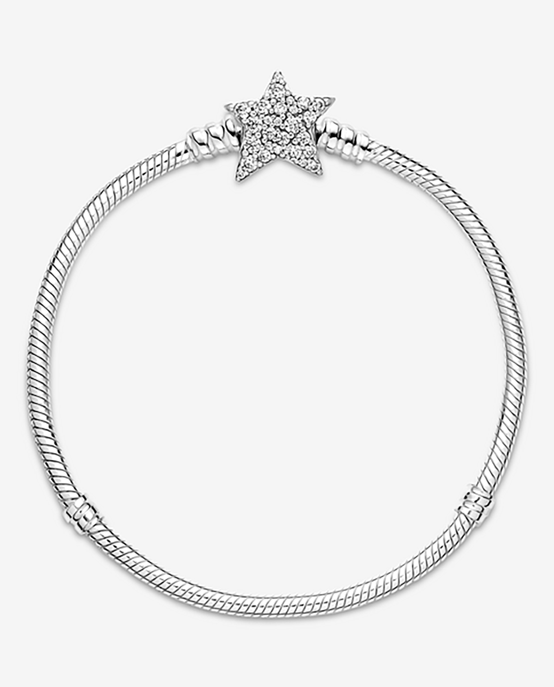 Imagen 2 de Pulsera Pandora Moments Cadena de Serpiente con cierre de Estrella Asimétrica - Blanco Blanco