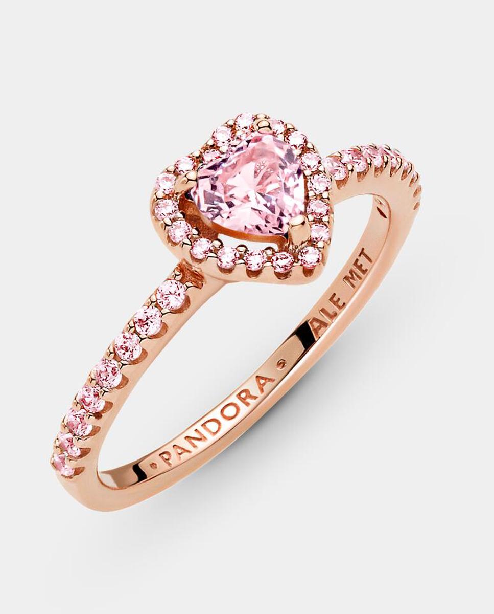 Anillo Corazón Brillante Elevado - PANDORA - Rosa Rosa-2
