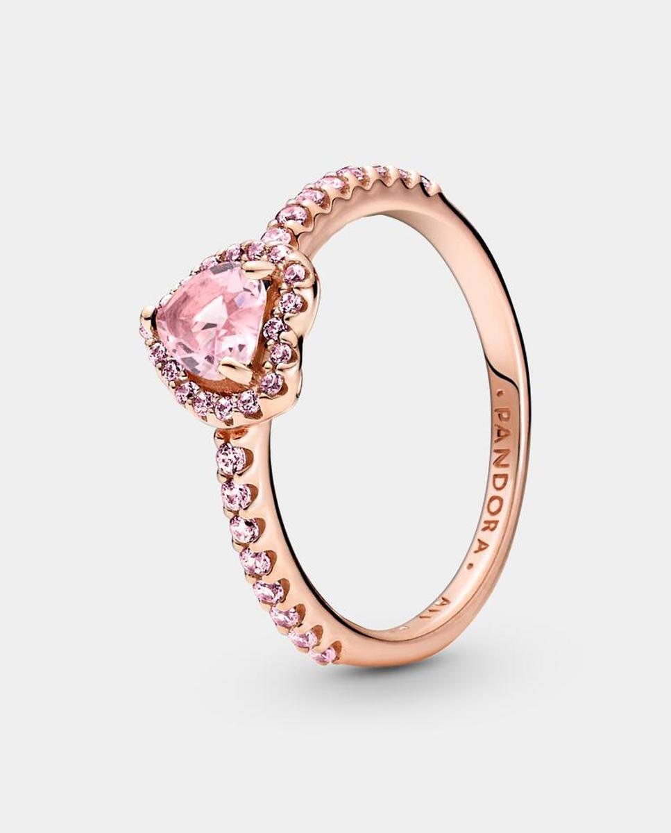 Anillo Corazón Brillante Elevado - PANDORA - Rosa Rosa-1