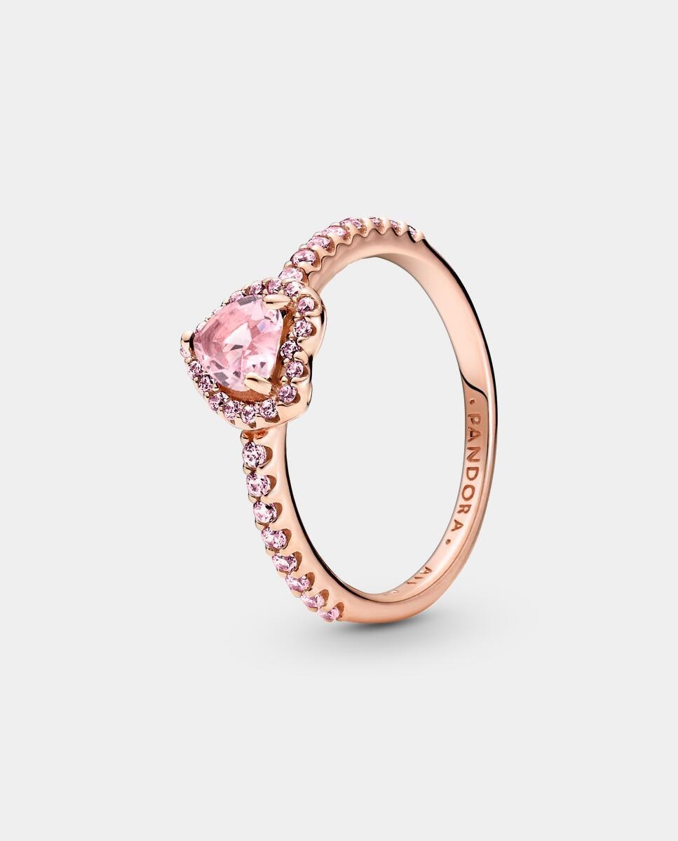 Anillo Corazón Brillante Elevado - PANDORA - Rosa Rosa-4