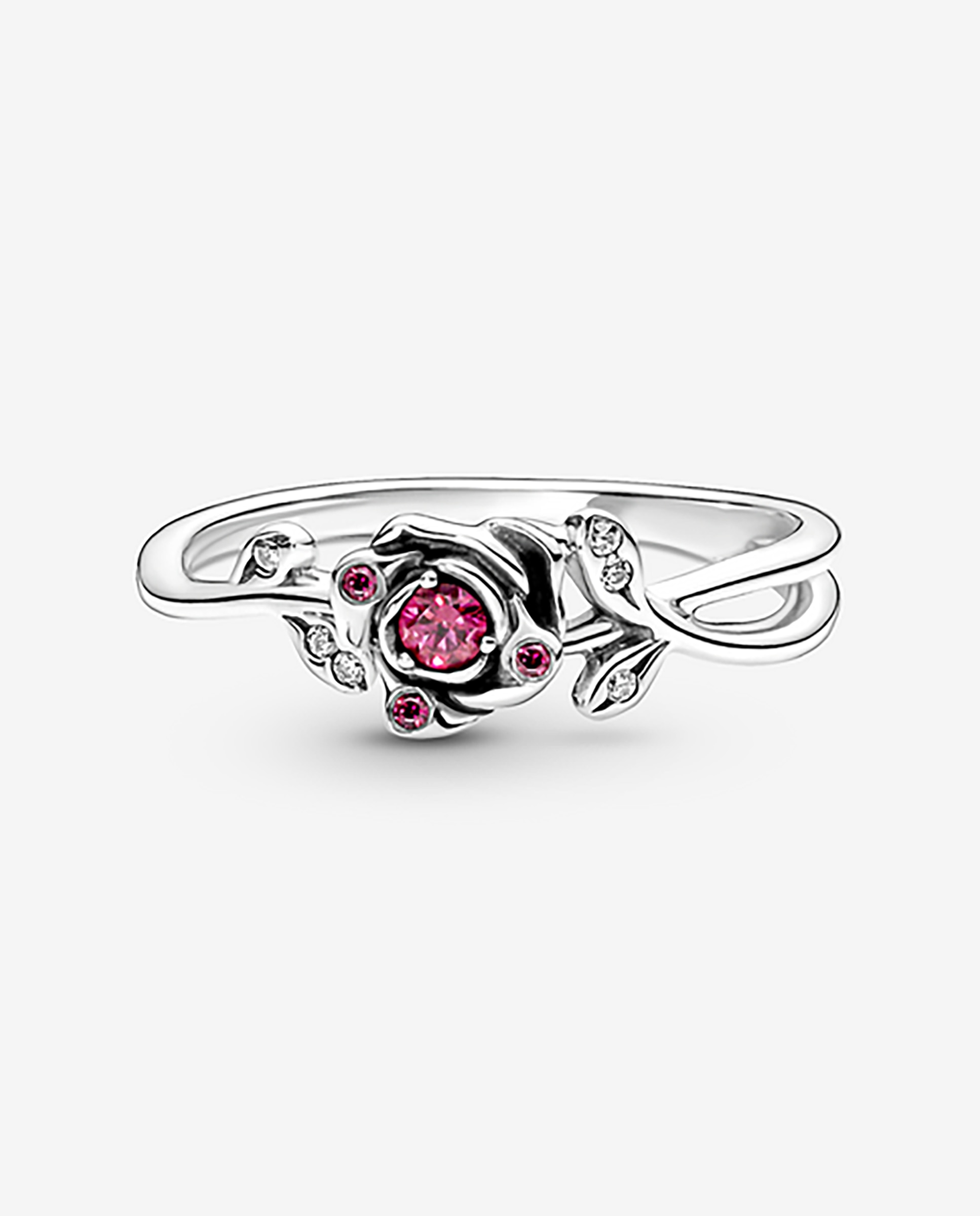 Anillo en plata de ley rosa de la bella y la bestia de disney - PANDORA - Rojo Rojo-2