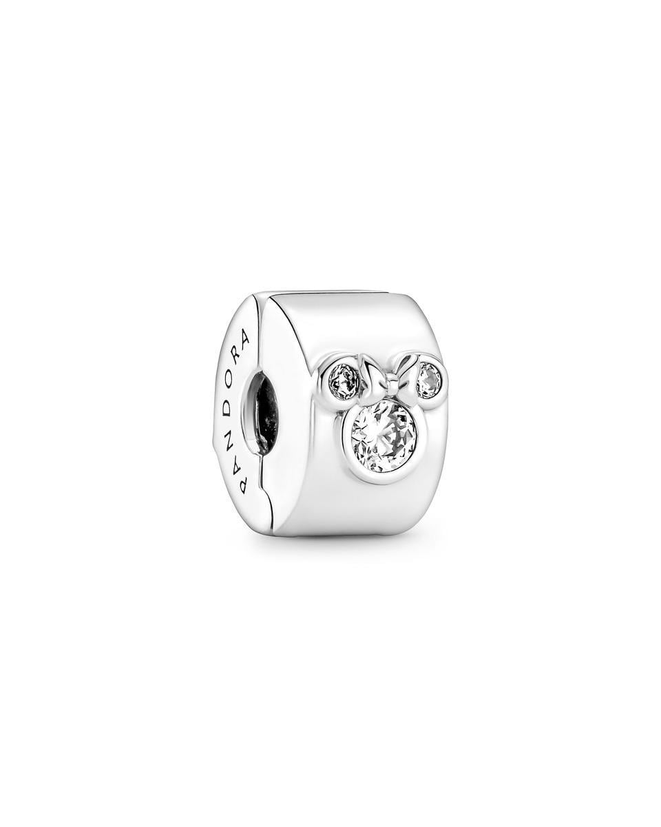 Clip  en plata de ley Mickey y Minnie Mouse de Disney Blanco-1