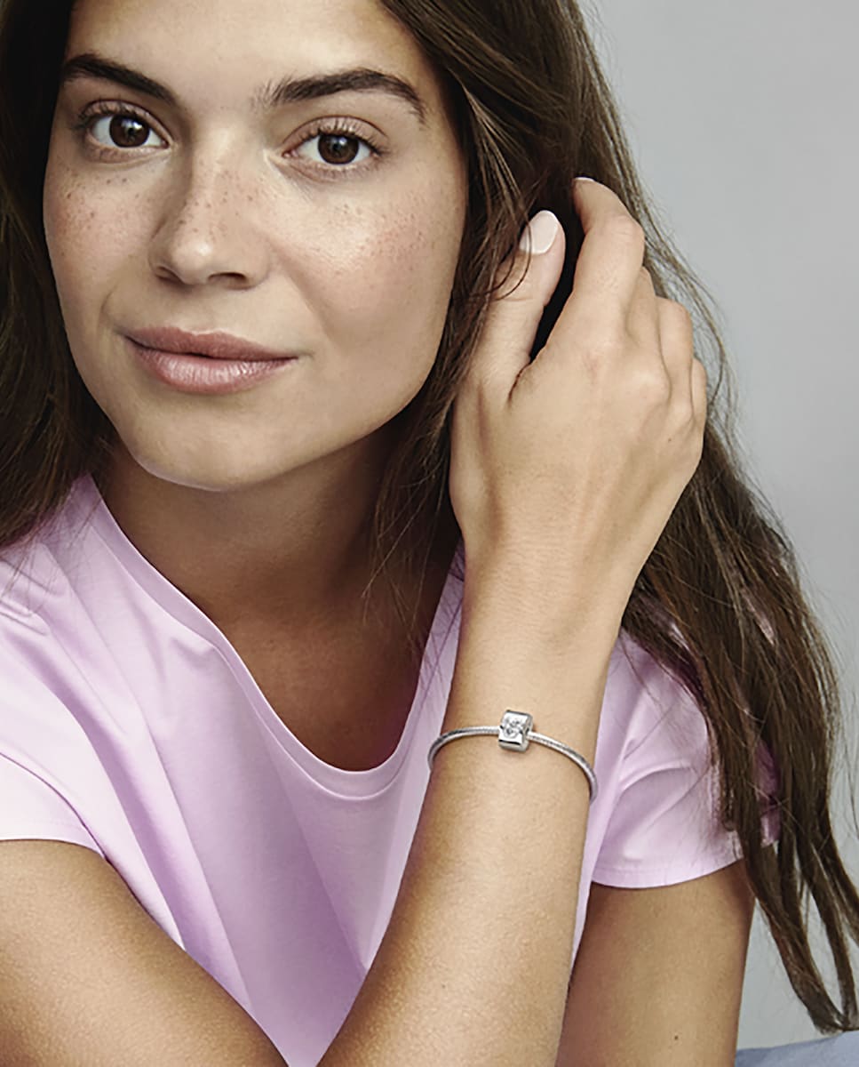 Clip  en plata de ley Mickey y Minnie Mouse de Disney Blanco-3