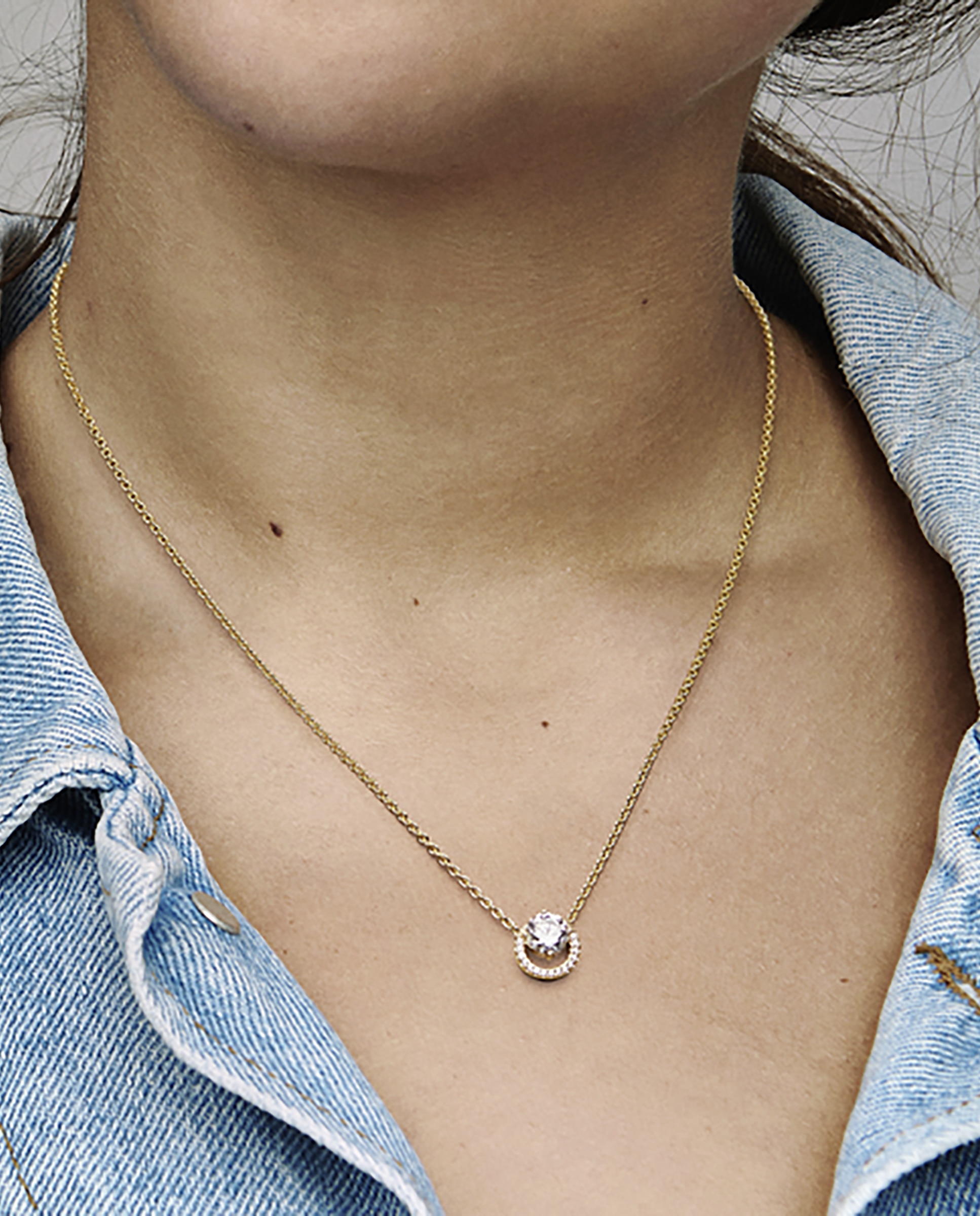 Collar colgante halo redondo brillante - PANDORA - Blanco Blanco-3