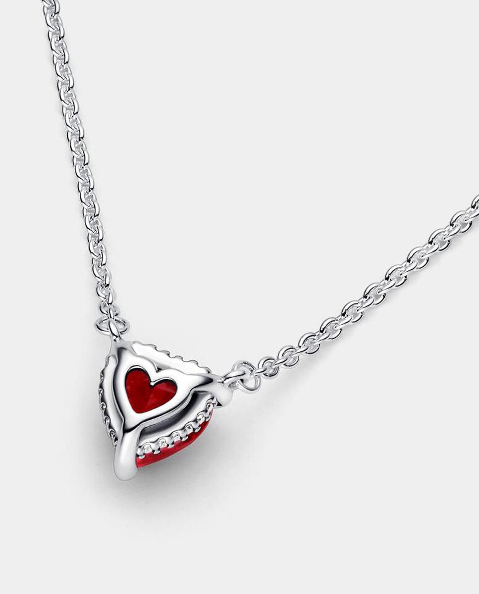 Collar corazón halo brillante - PANDORA - Rojo Rojo-2