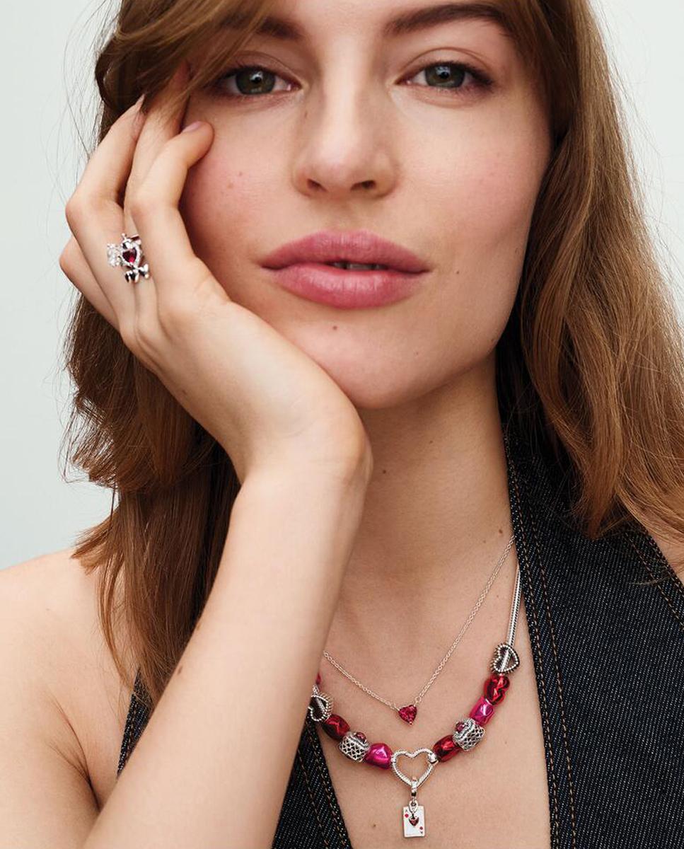 Collar corazón halo brillante - PANDORA - Rojo Rojo-3