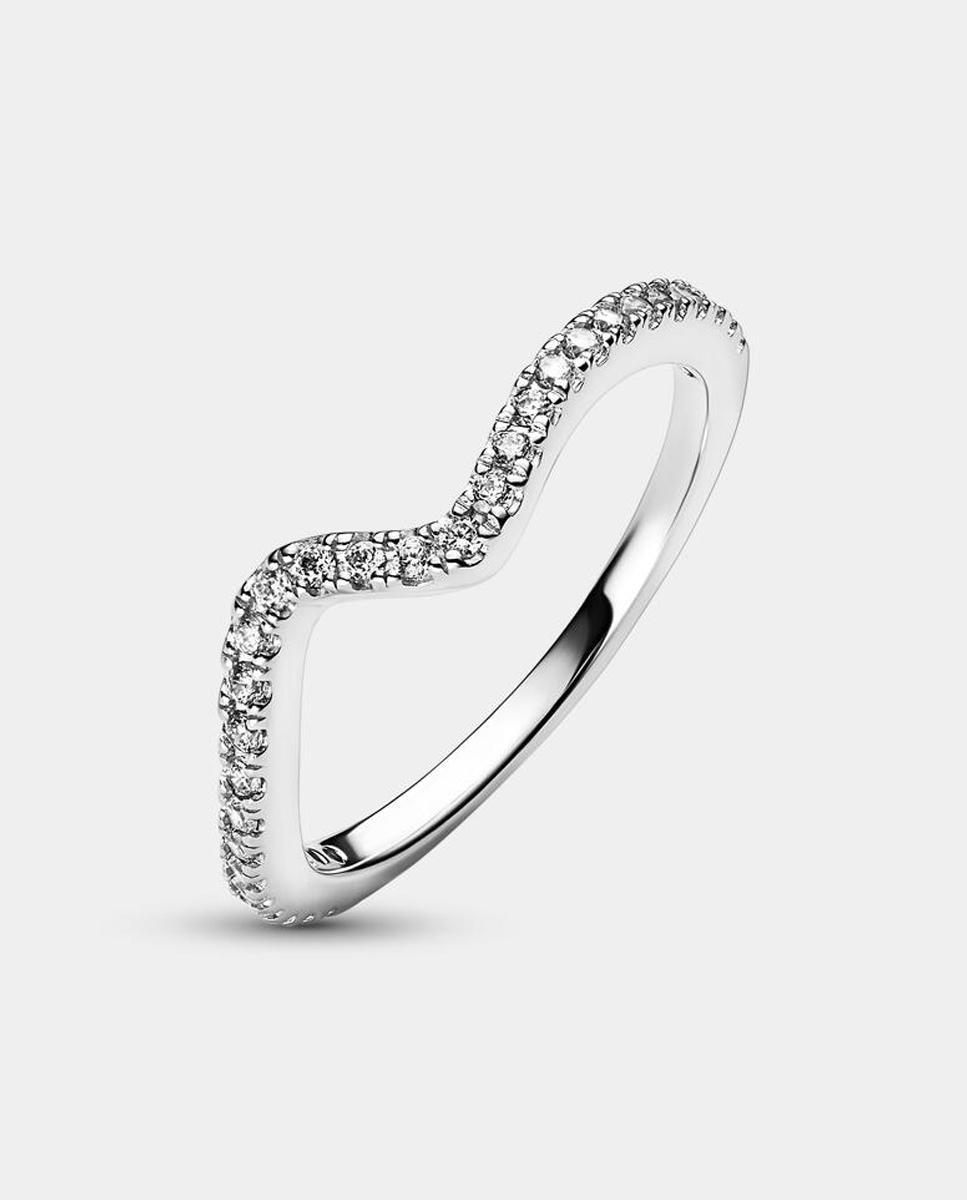 Anillo en plata de ley ola brillante - PANDORA - Blanco Blanco-2