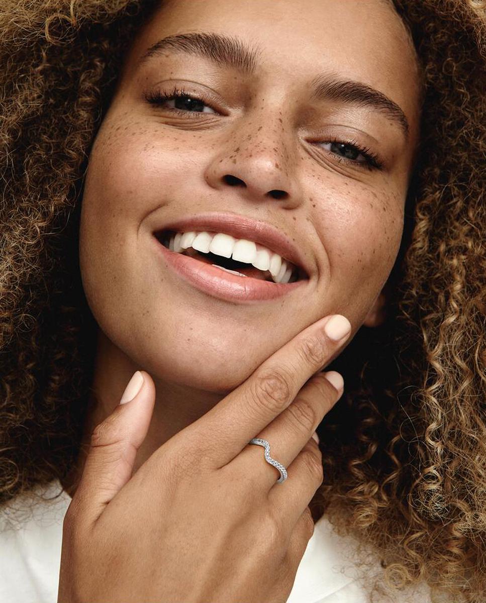 Anillo en plata de ley ola brillante - PANDORA - Blanco Blanco-3