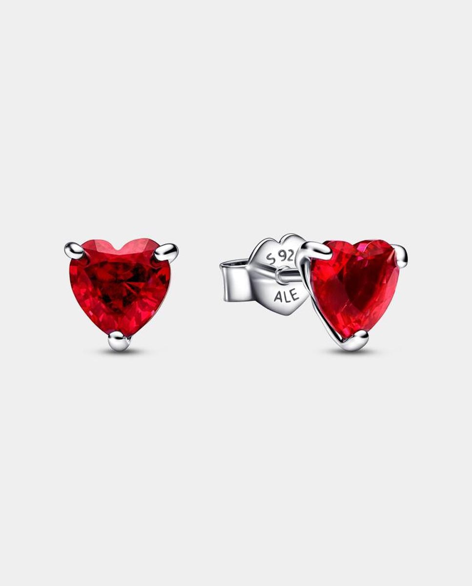 Pendientes de botón corazón - PANDORA - Rojo Rojo-1