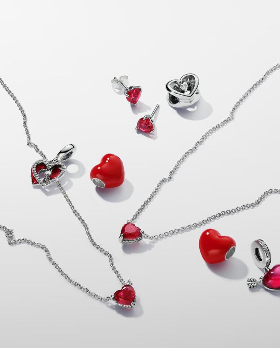 Pendientes de botón corazón - PANDORA - Rojo Rojo-2