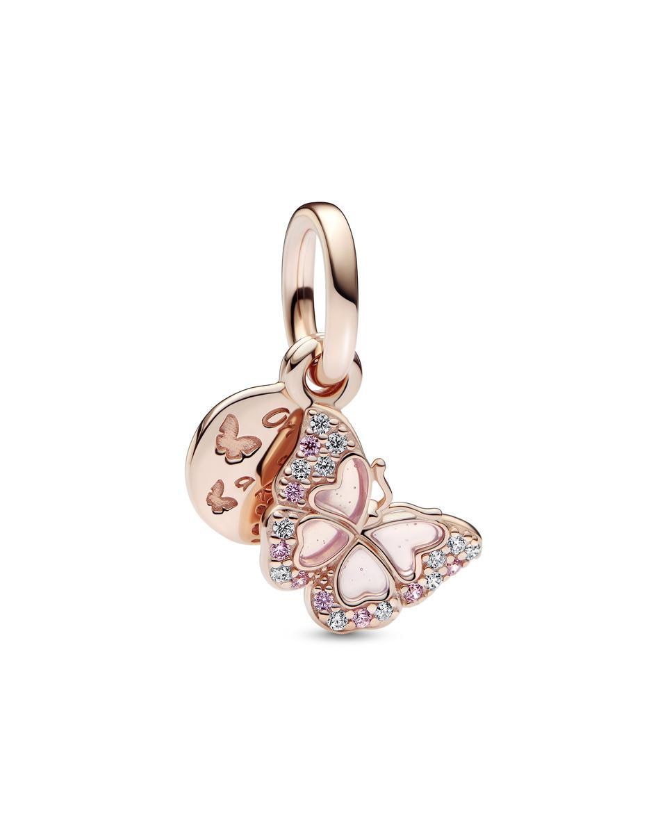 Charm colgante doble mariposa - PANDORA - Rosa Rosa-1