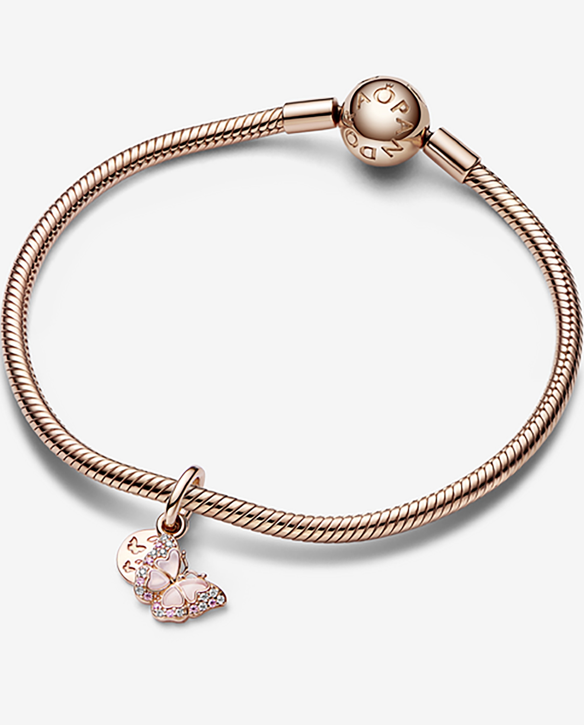 Charm colgante doble mariposa - PANDORA - Rosa Rosa-2