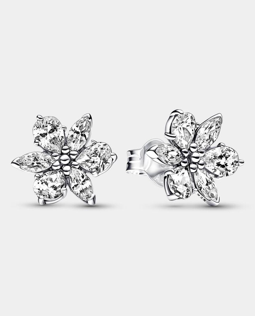 Pendientes de botón herbario brillante - PANDORA - Blanco Blanco-1
