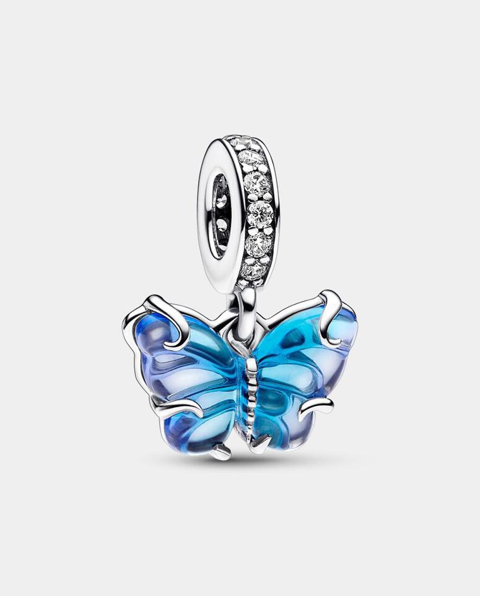 Charm colgante de cristal de murano mariposa - PANDORA - Azul Azul-1