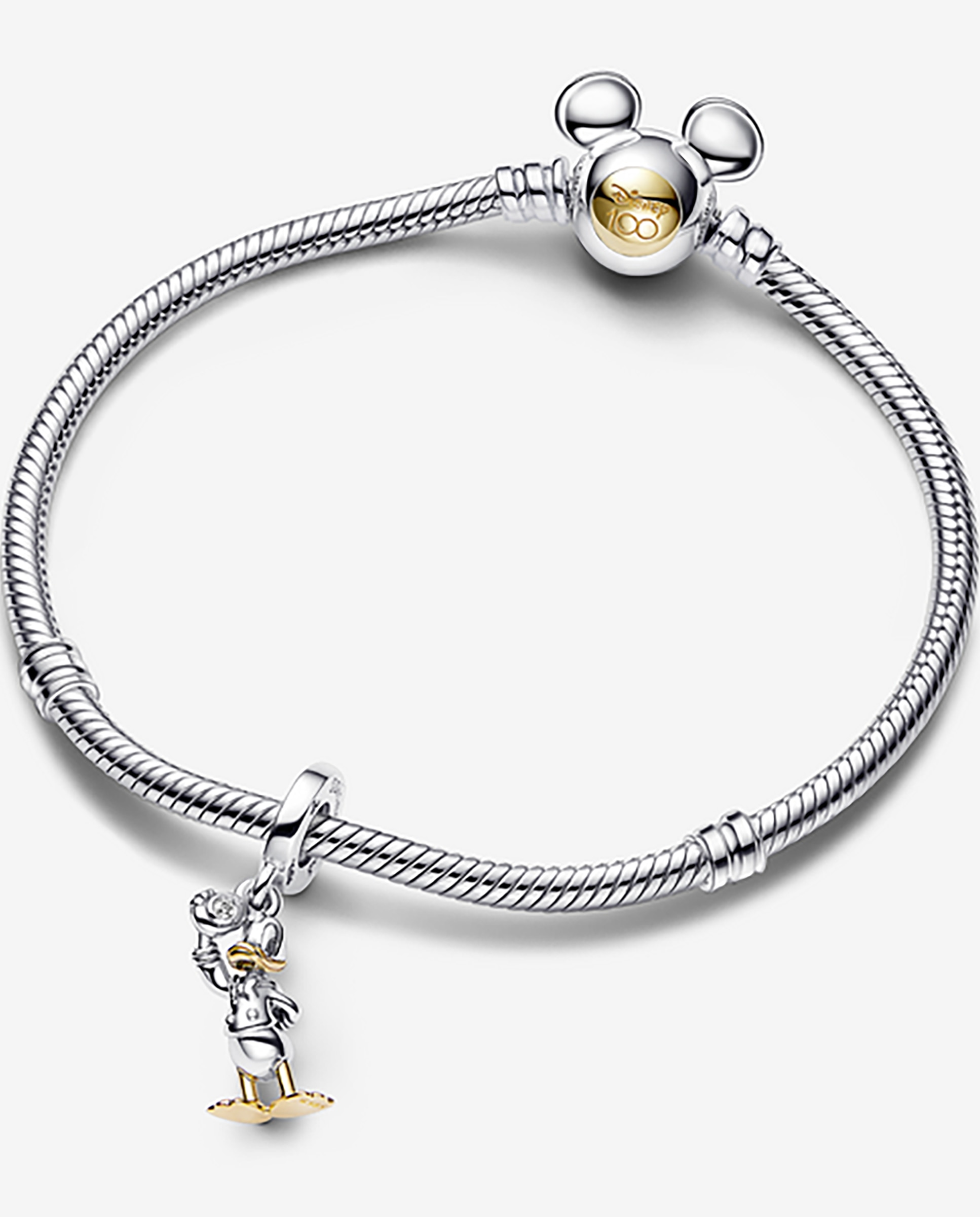 Charm colgante pato donald 100 aniversario de disney con diamante sintético - Blanco Blanco-2