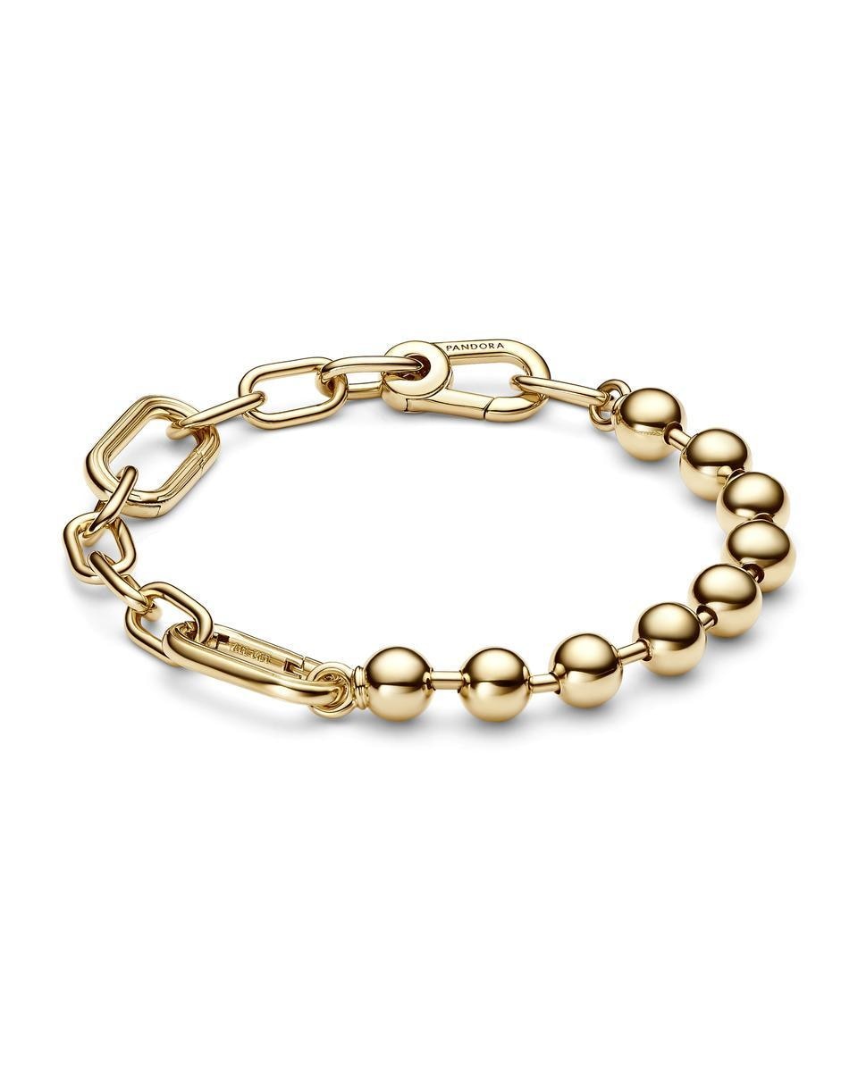 Pulsera de Eslabones Link y Cuentas Metálicas Pandora ME - Oro Oro-1