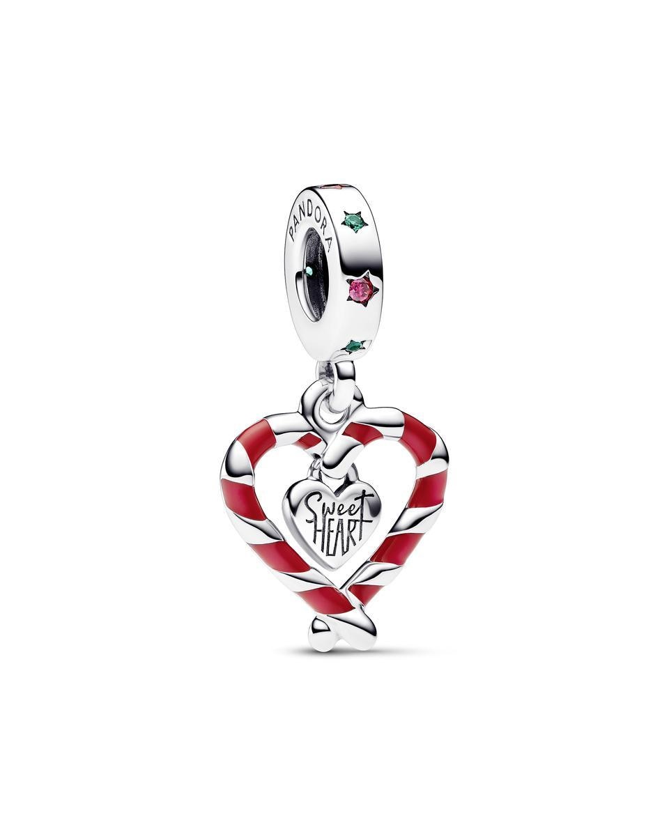 Imagen 1 de Charm colgante corazón bastón caramelo doble de navidad - PANDORA - Multicolor Multicolor
