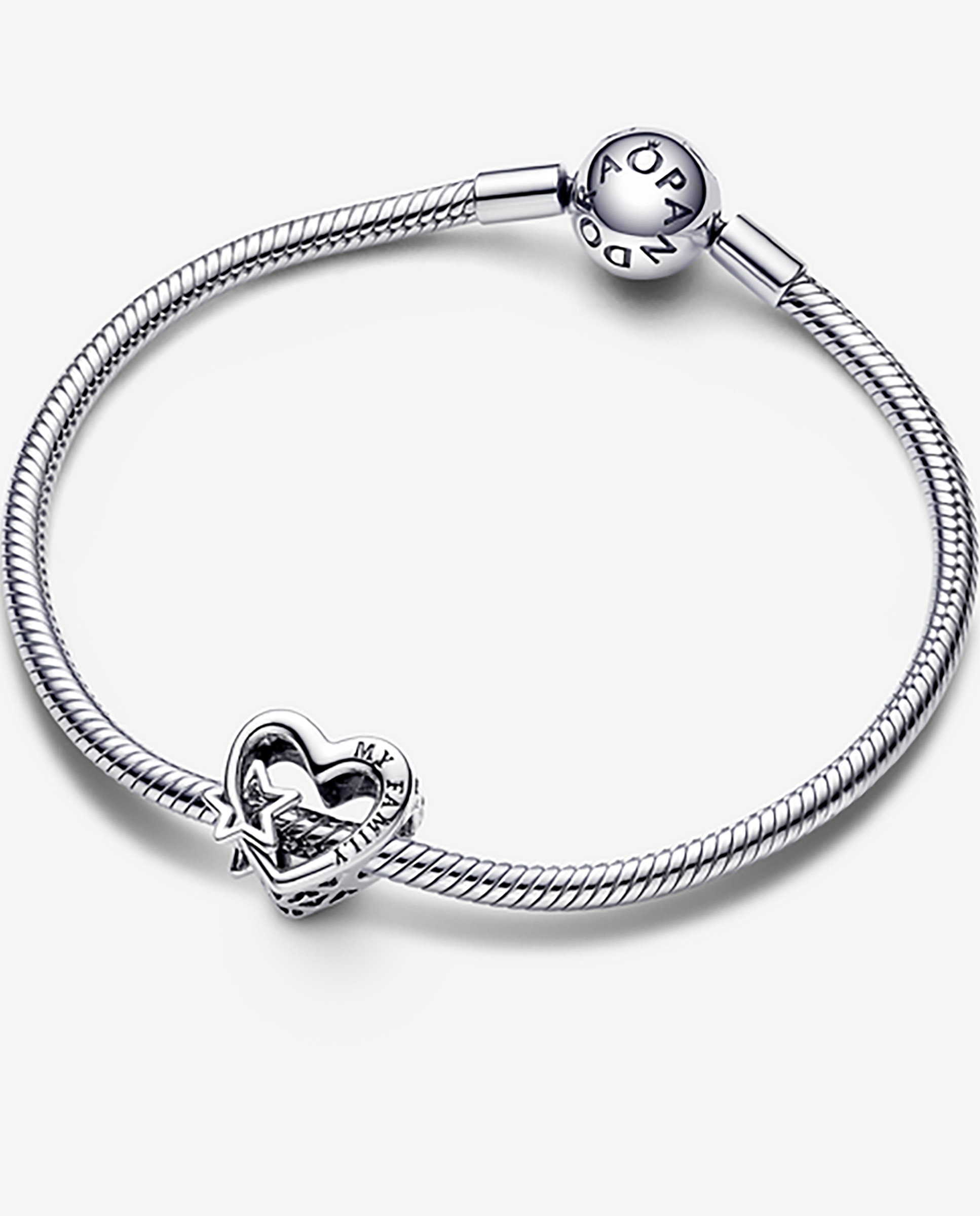 Charm corazón en filigrana familia y estrella - PANDORA - Plata Plata-2