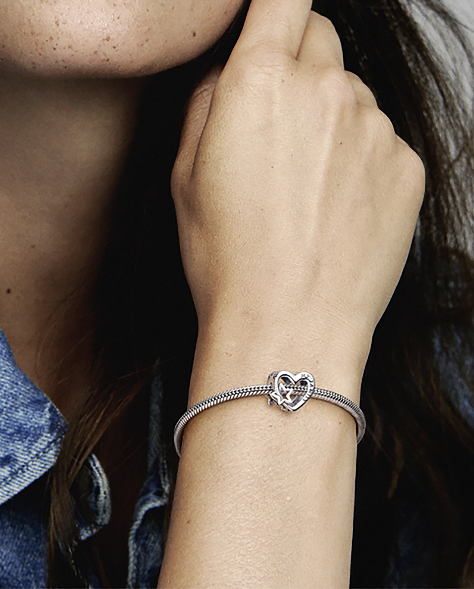 Charm corazón en filigrana familia y estrella - PANDORA - Plata Plata-4