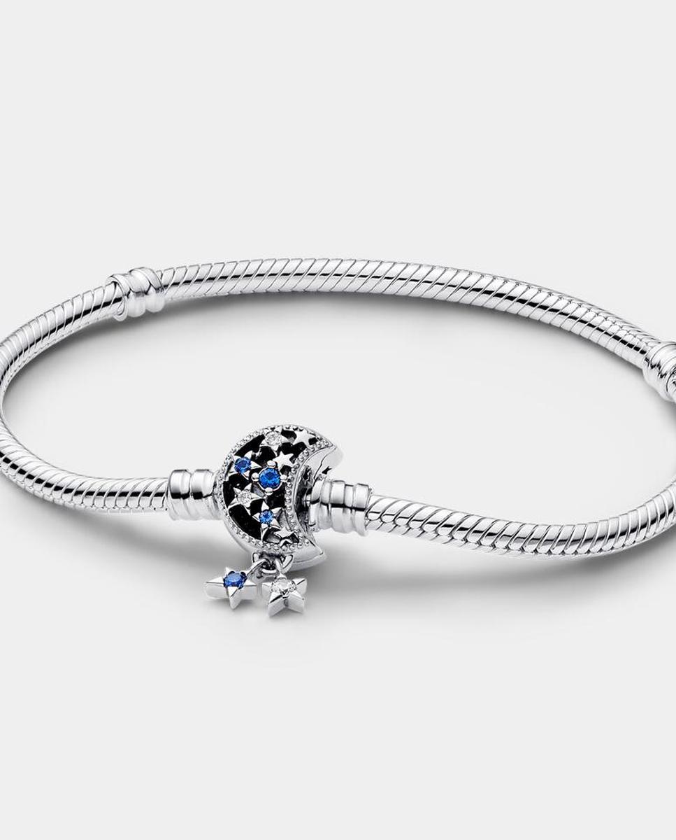 Pulsera Cadena de Serpiente con Cierre Luna Brillante - PANDORA - Azul Azul-1