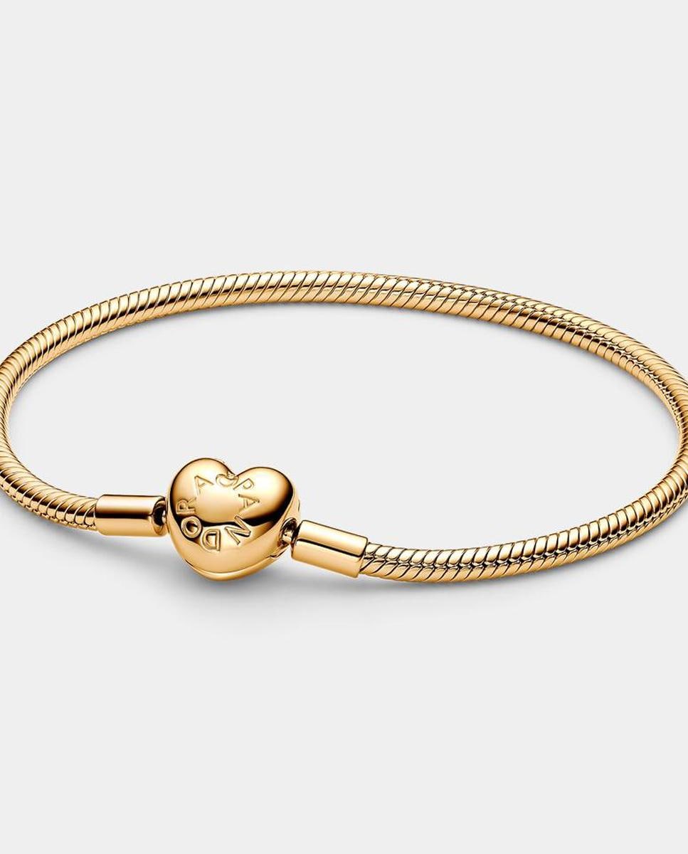 Pulsera Pandora Moments Cadena de Serpiente con Cierre de Corazón 16 Oro