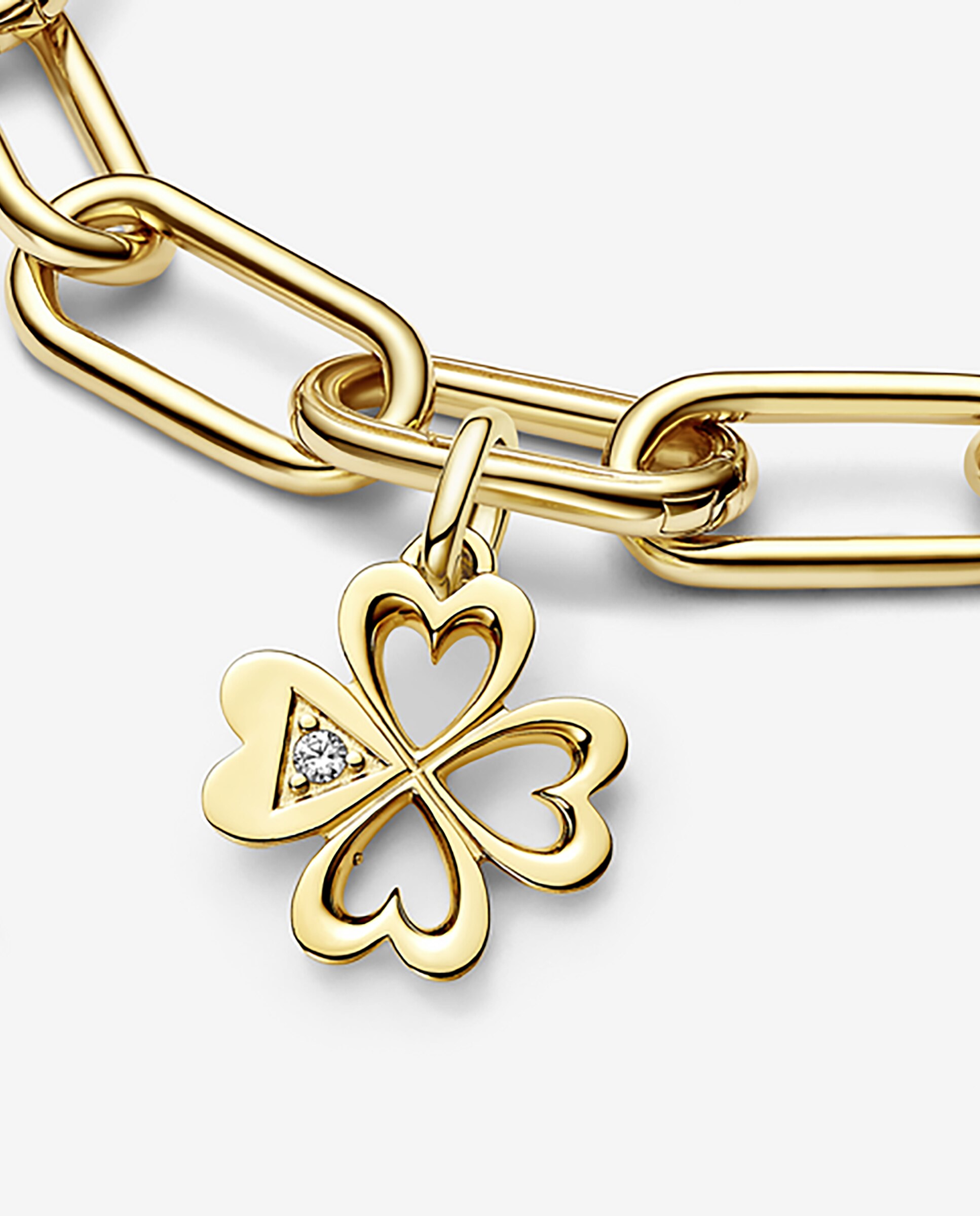 Charm medallón corazón trébol de cuatro hojas pandora me - Blanco Blanco-2