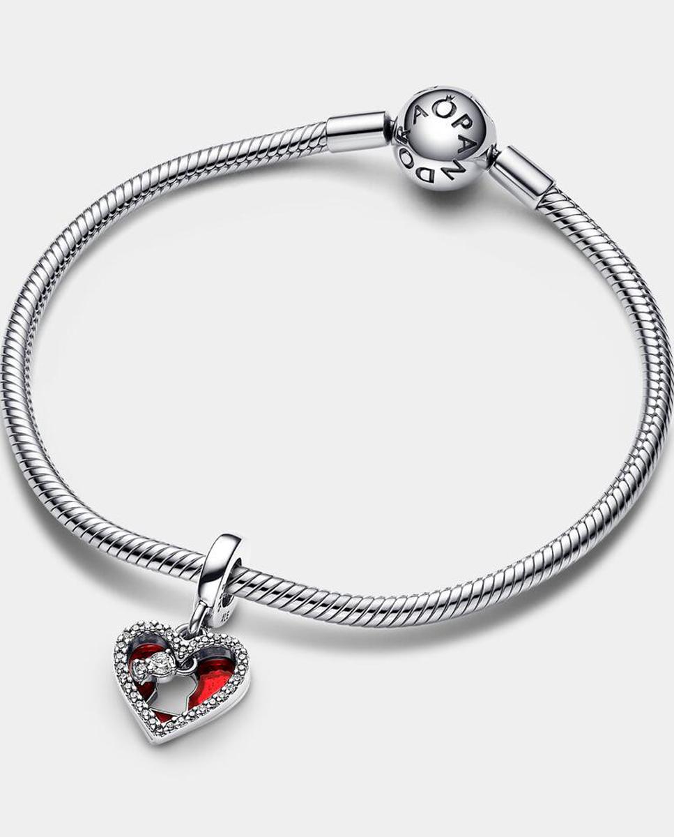 Imagen 2 de Charm colgante doble corazón rojo y cerradura - PANDORA - Rojo Rojo