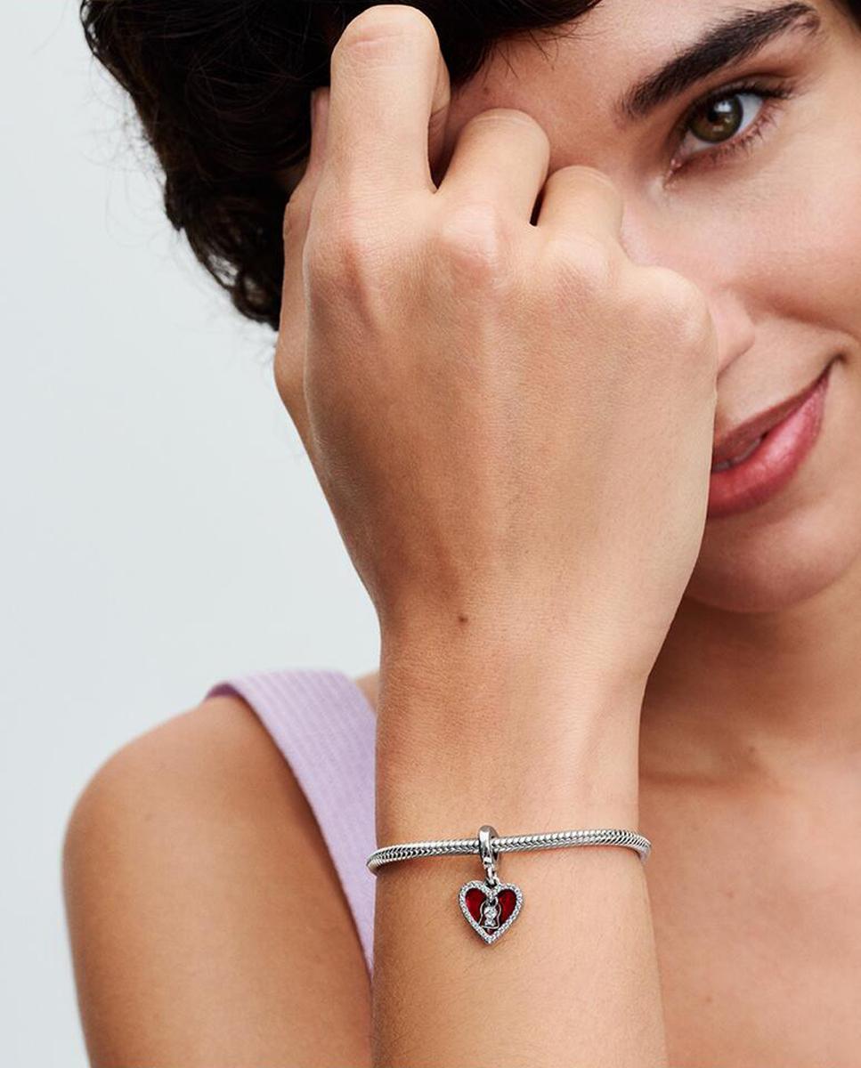 Imagen 3 de Charm colgante doble corazón rojo y cerradura - PANDORA - Rojo Rojo