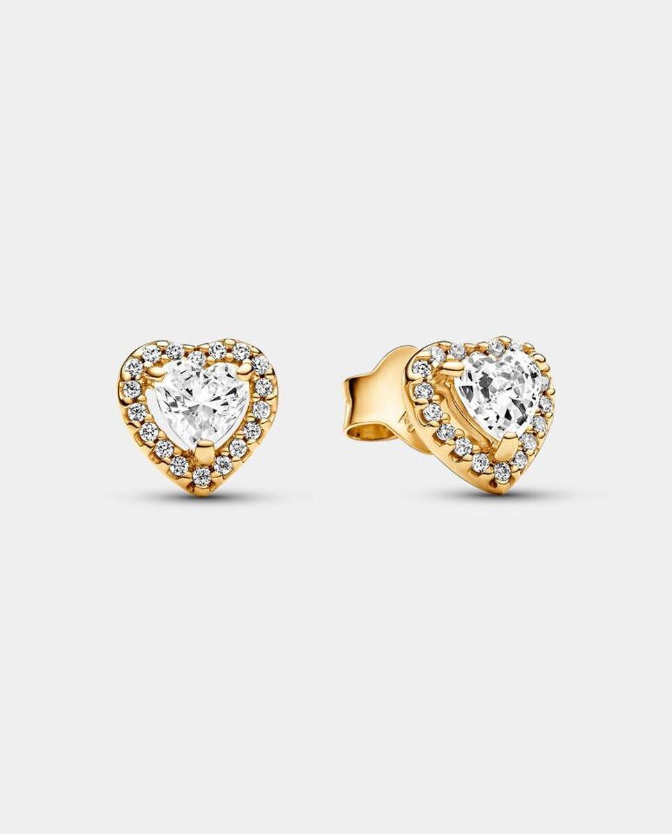 Pendientes de botón corazón elevado brillante - PANDORA - Blanco Blanco-1