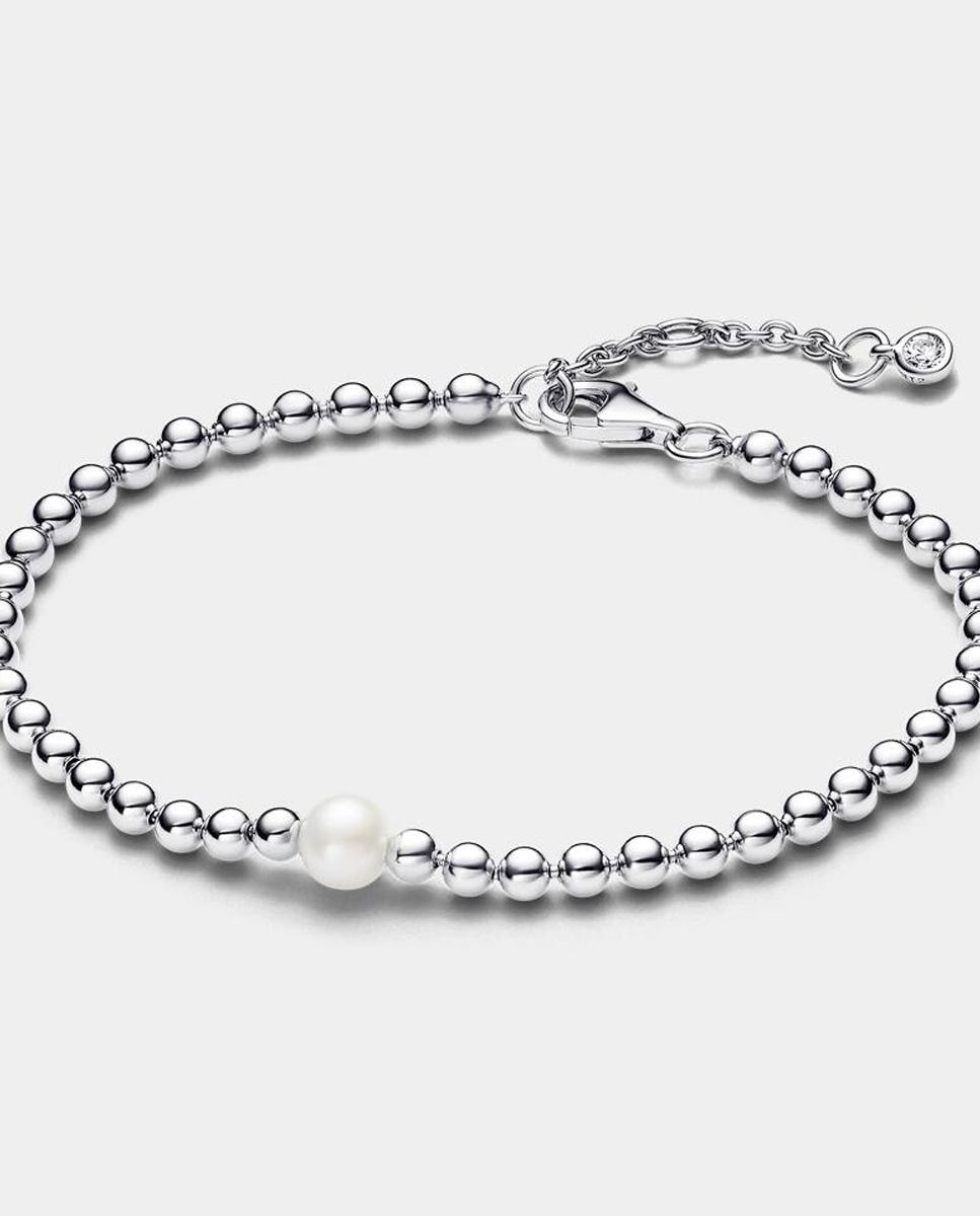 Pulsera de cadena cuentas y perlas cultivadas de agua dulce - PANDORA - Blanco Blanco-1