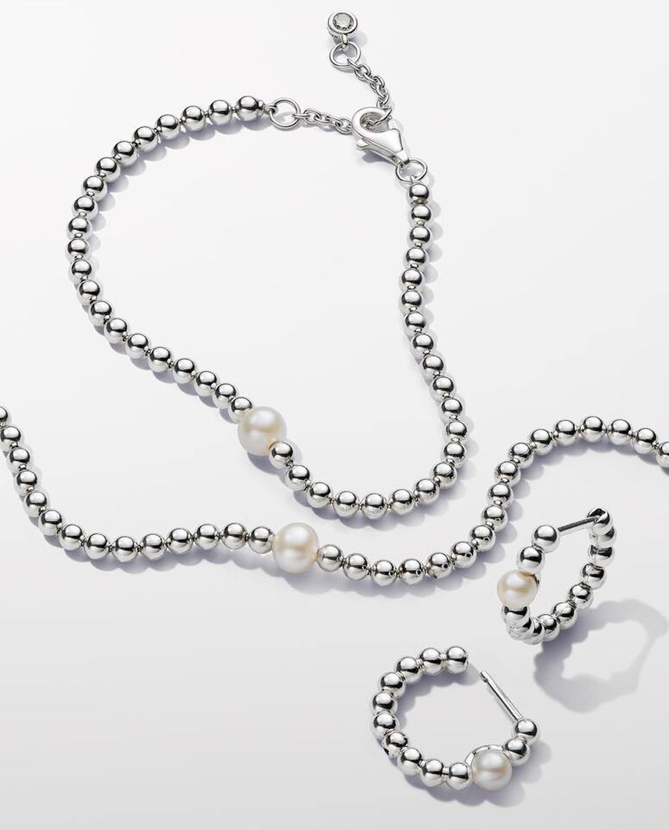 Pulsera de cadena cuentas y perlas cultivadas de agua dulce - PANDORA - Blanco Blanco-2