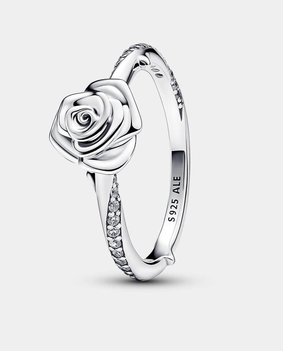 Anillo en plata de ley Rosa Floreciendo - PANDORA - Blanco Blanco-1