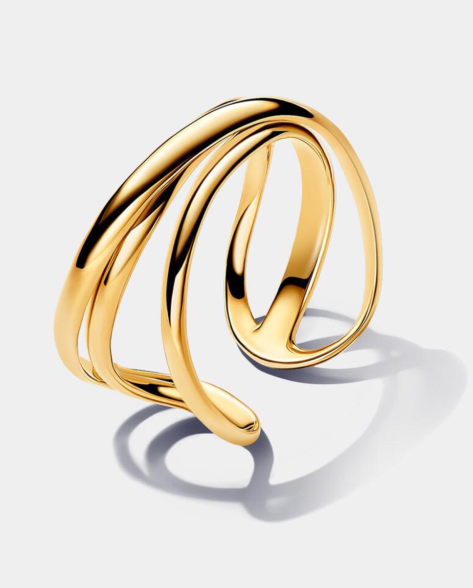Imagen 1 de Anillo Abierto Triple Banda Forma Orgánica Oro