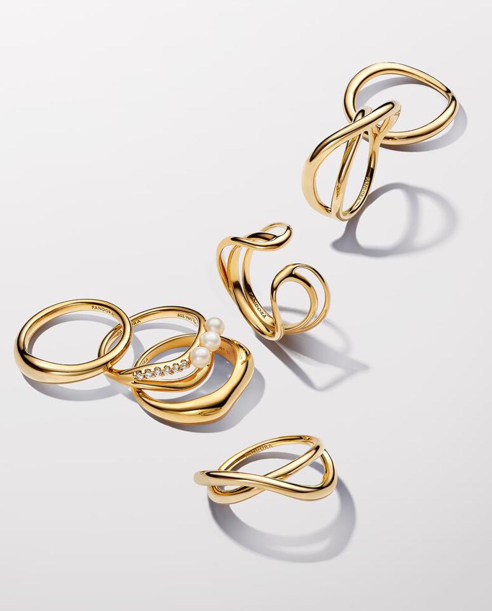 Imagen 2 de Anillo Abierto Triple Banda Forma Orgánica - Oro Oro