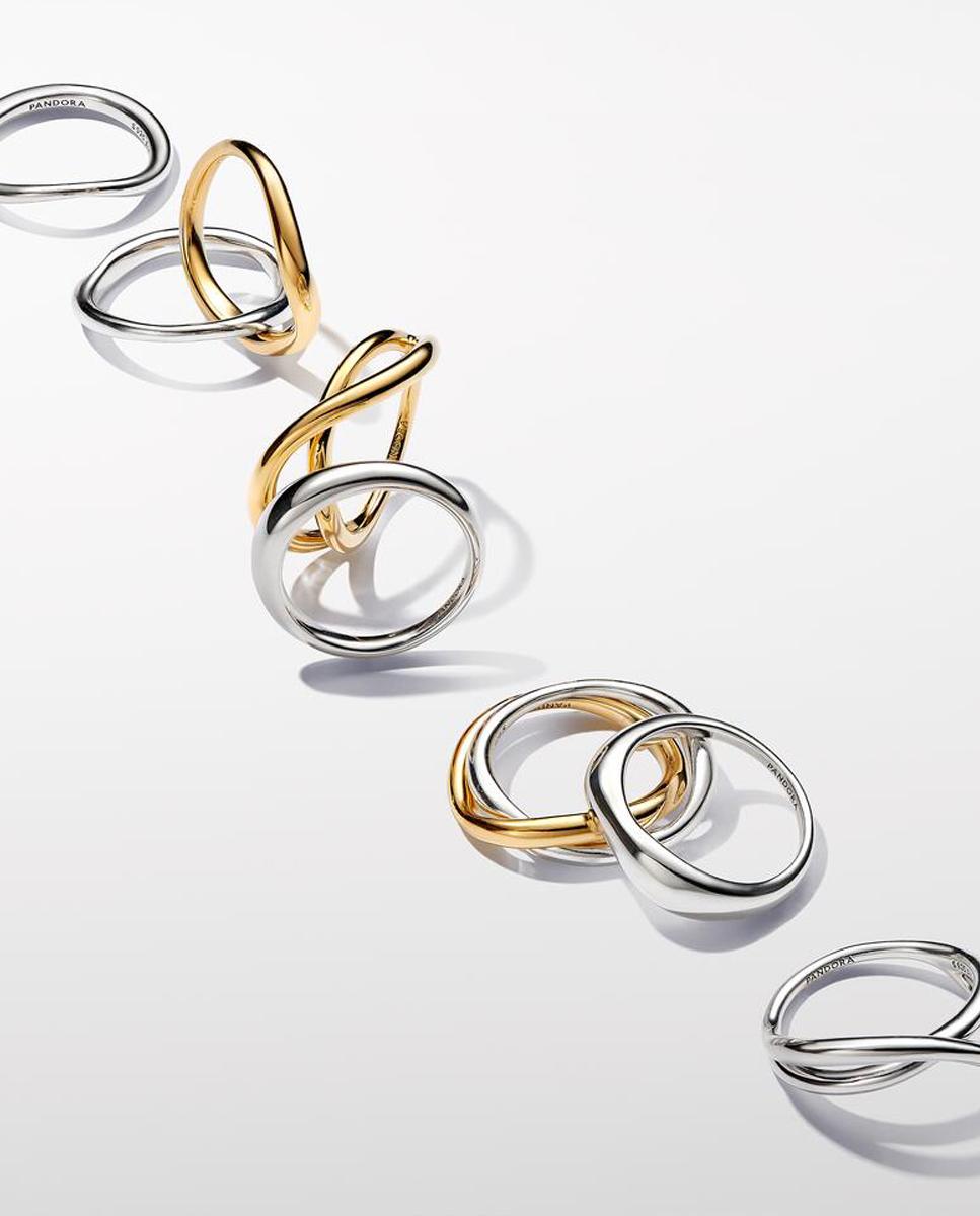 Anillo en de ley combinables forma orgánica - PANDORA - Plata Plata-2
