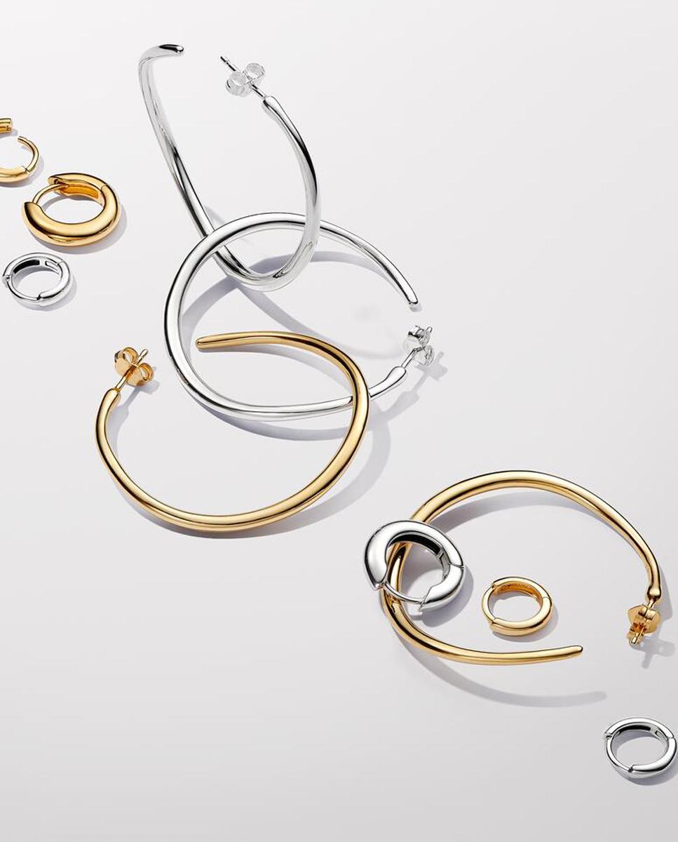 Pendientes de aro abiertos de 42 mm forma orgánica - PANDORA - Oro Oro-2
