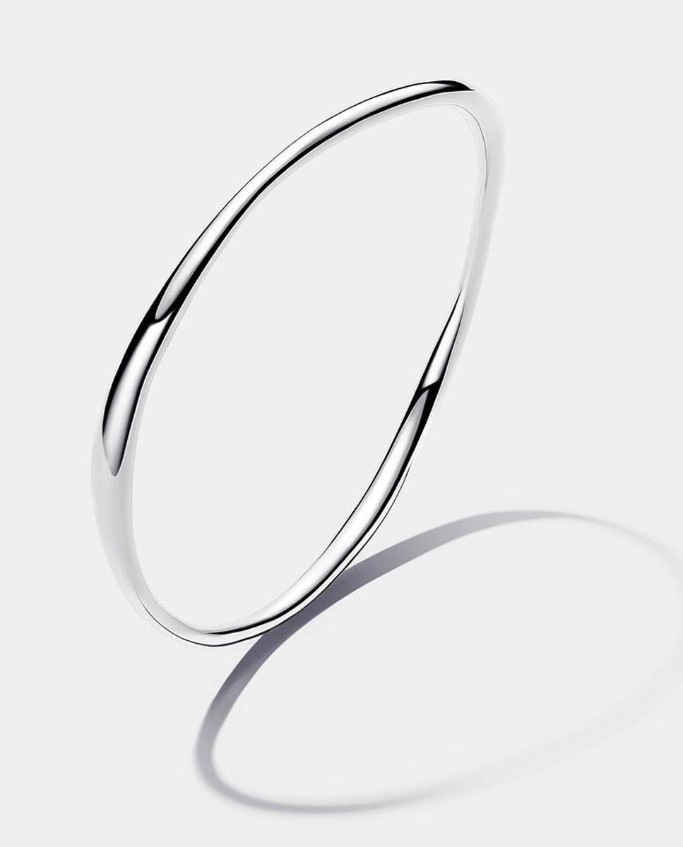 Pulsera Rígida Forma Orgánica - PANDORA - Plateado Plateado-1