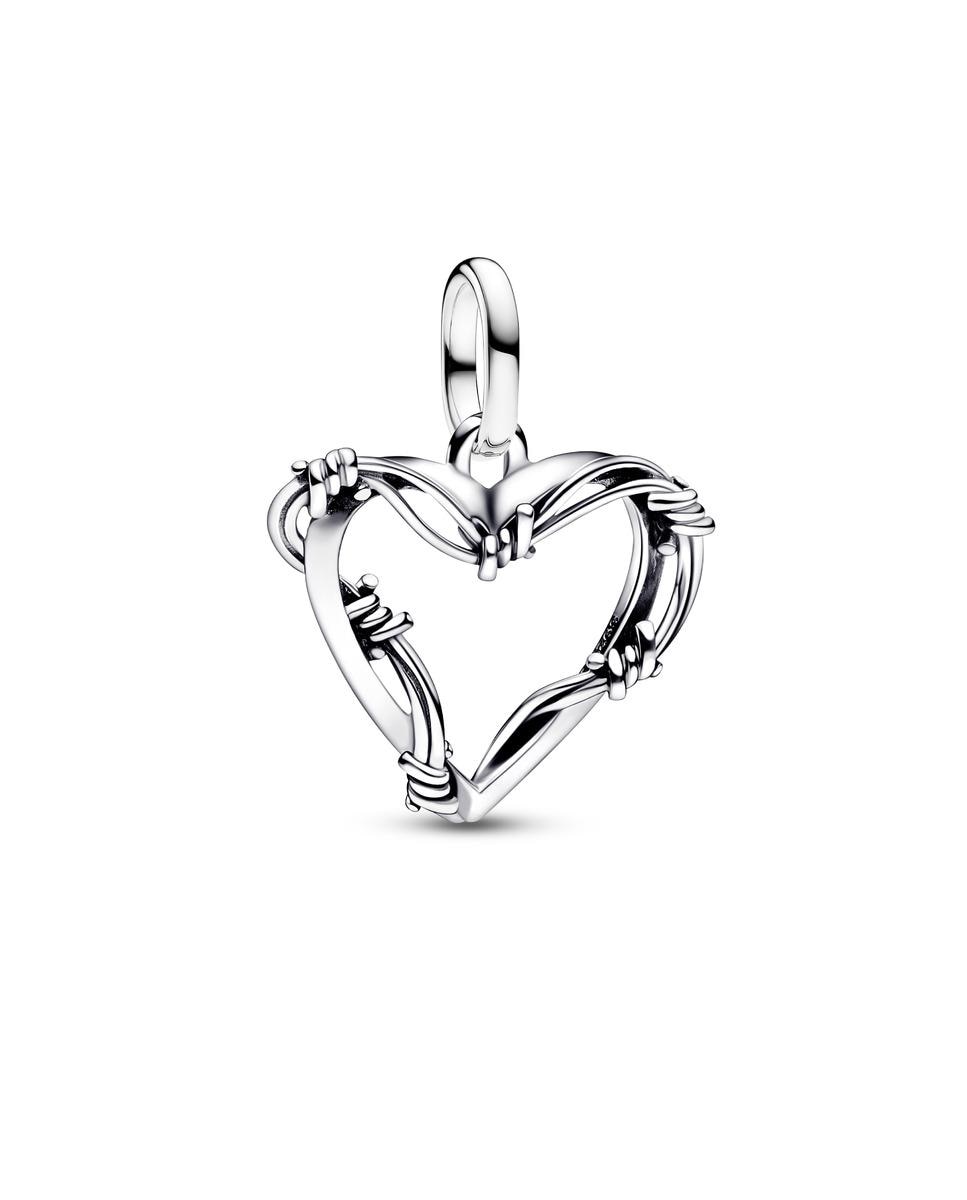 Charm en plata de ley de medallón corazón de alambre - PANDORA - Plata Plata-1