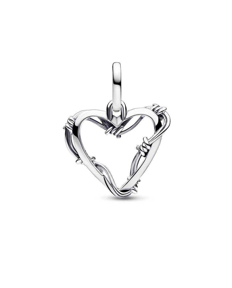 Charm en plata de ley de medallón corazón de alambre - PANDORA - Plata Plata-2