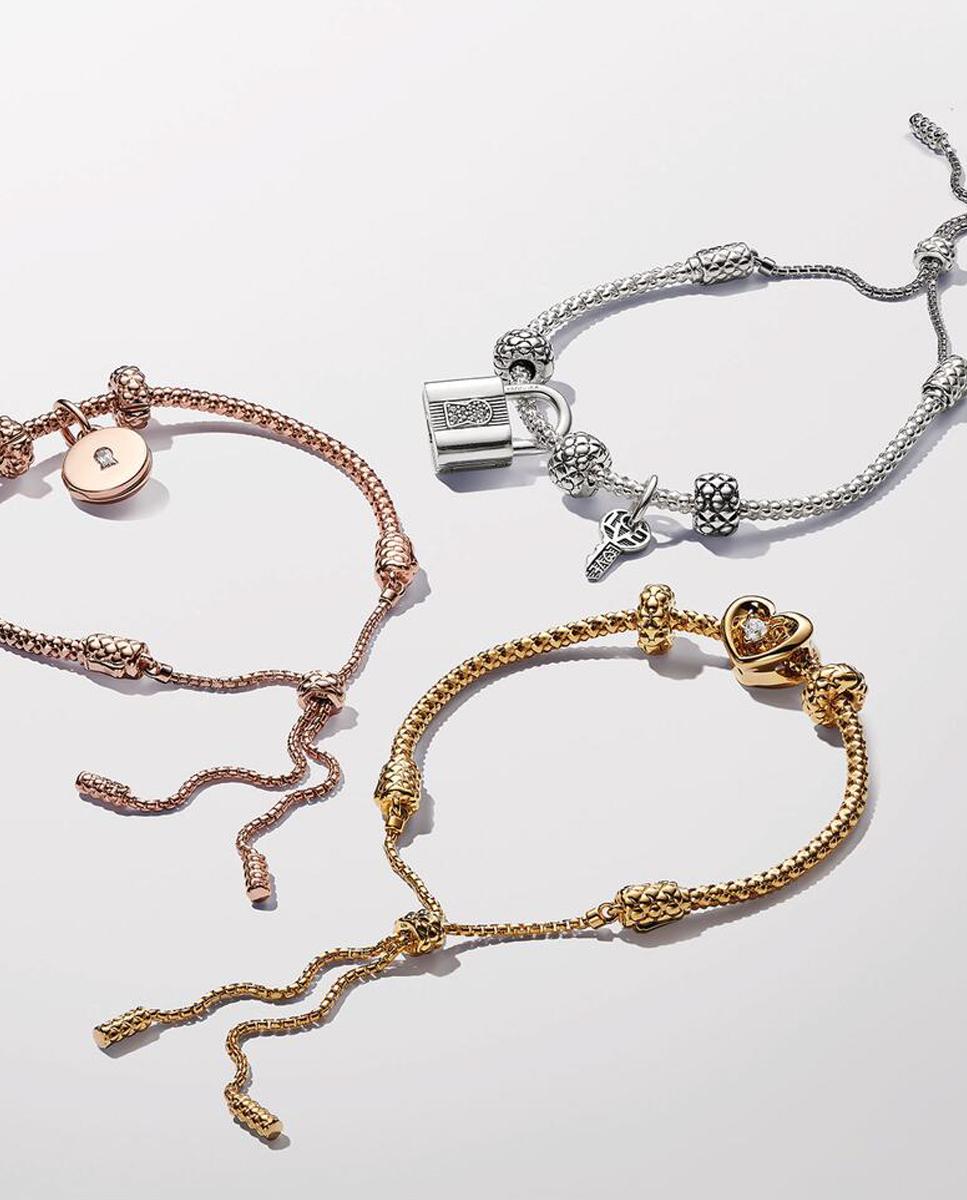 Pulsera pandora moments cadena con tachuelas deslizante - Oro Oro-2