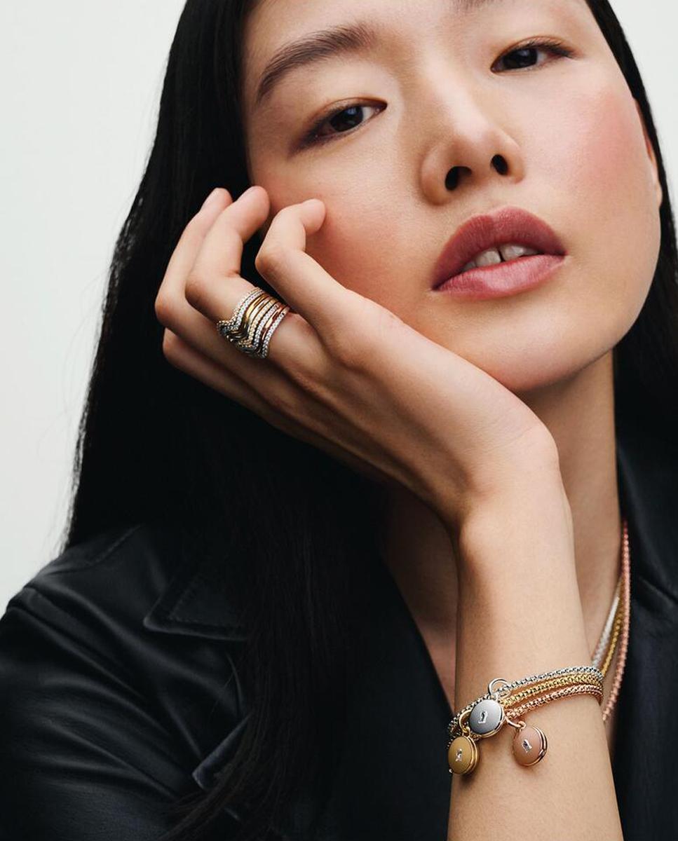 Pulsera pandora moments cadena con tachuelas deslizante - Oro Oro-4