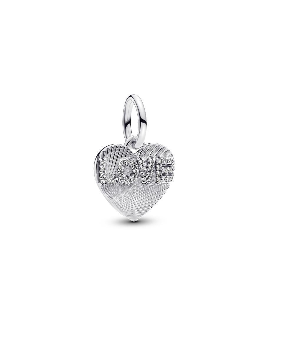 Charm en plata de ley colgante grabable corazón amor - PANDORA - Blanco Blanco-1