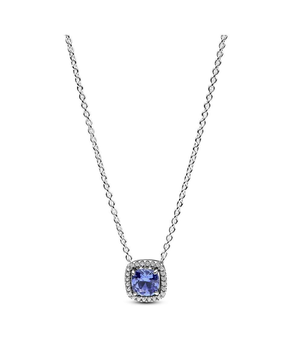 Imagen 1 de Cadena con colgante en plata de ley halo azul cuadrado brillante - PANDORA - Azul Azul