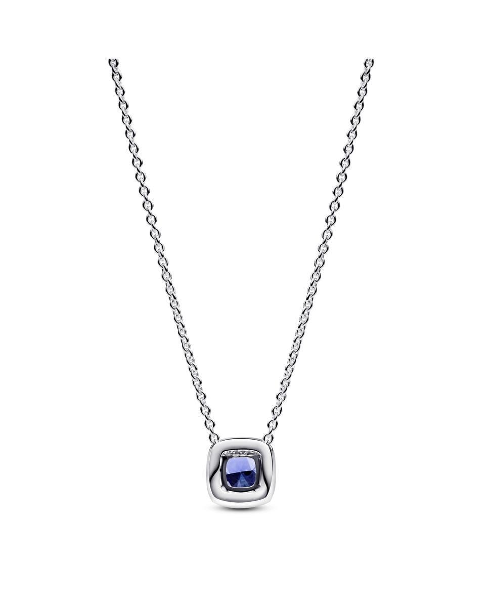 Imagen 2 de Cadena con colgante en plata de ley halo azul cuadrado brillante - PANDORA - Azul Azul